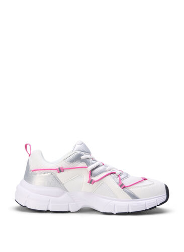Weite M Sneakers mit kontrastierender Schnürung, White w. Pink, Packshot image number 0