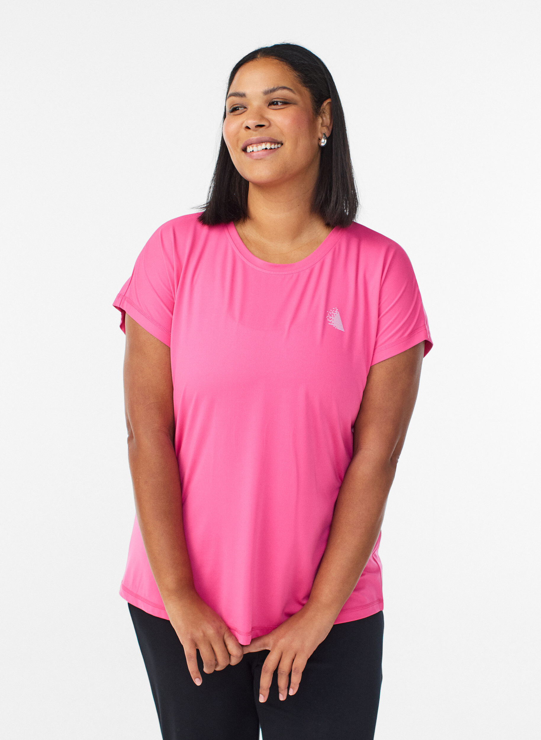 Einfarbiges Trainings-T-Shirt, Pink, Model
