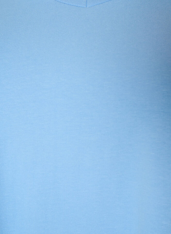 Einfarbiges basic T-Shirt aus Baumwolle, Blau, Packshot image number 2