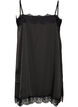 Langes Top aus Satin mit Spitzen, Schwarz, Packshot image number 1