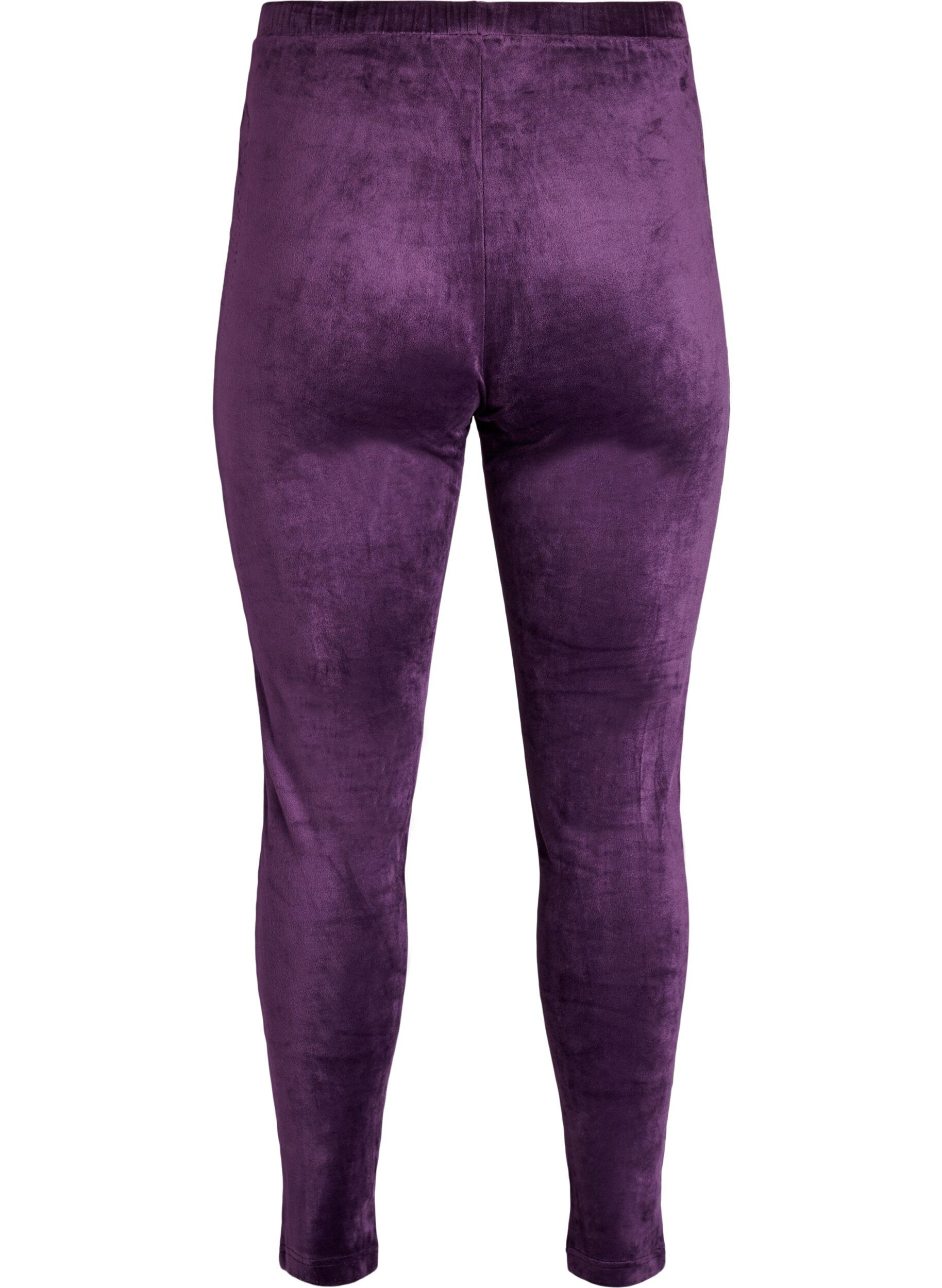 ZizziFigurbetonte Leggings aus Velours, Lila, Packshot image number 1