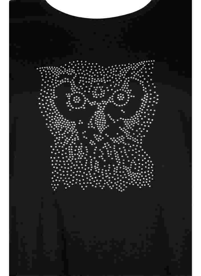T-Shirt mit Nieten aus Bio-Baumwolle, Black Owl, Packshot image number 2