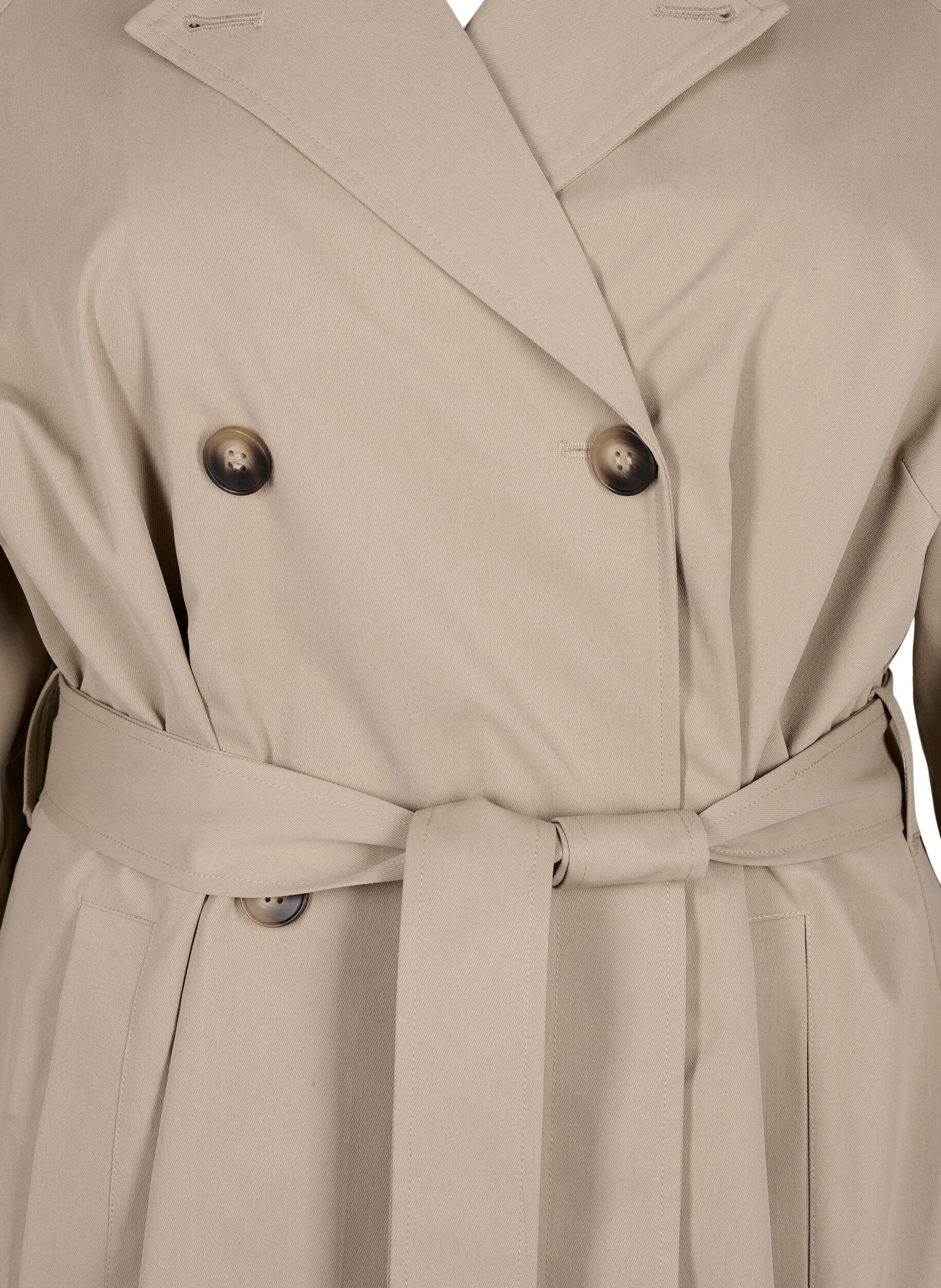 ZizziKlassischer langer Trenchcoat mit G&uuml;rtel, Chinchilla, Packshot image number 2