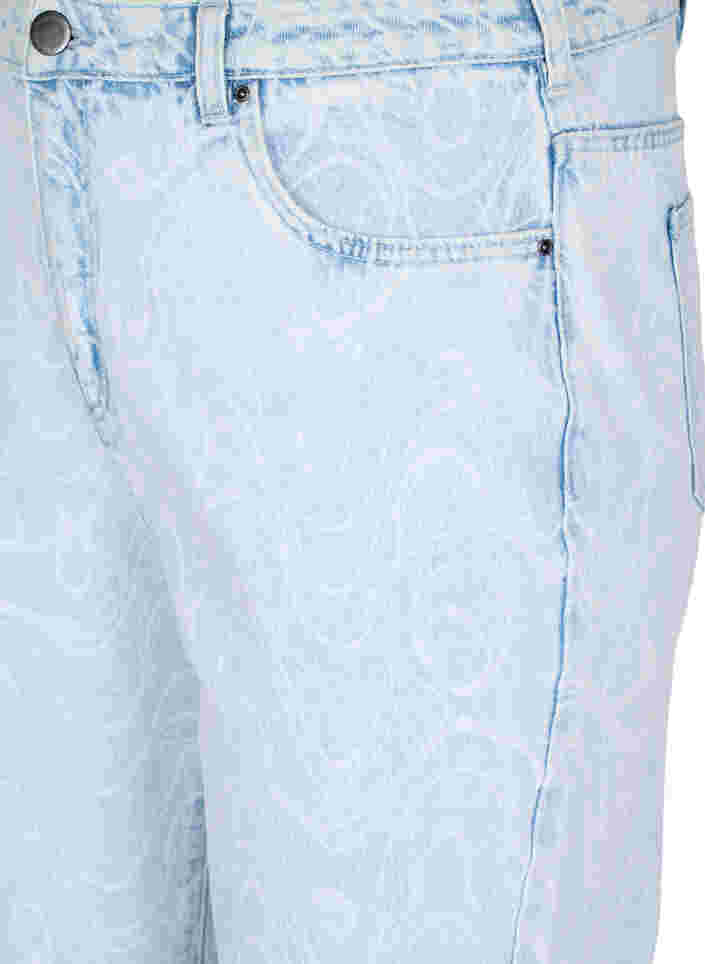 Cropped Mille Mom Jeans mit Print, Light blue denim, Packshot image number 2
