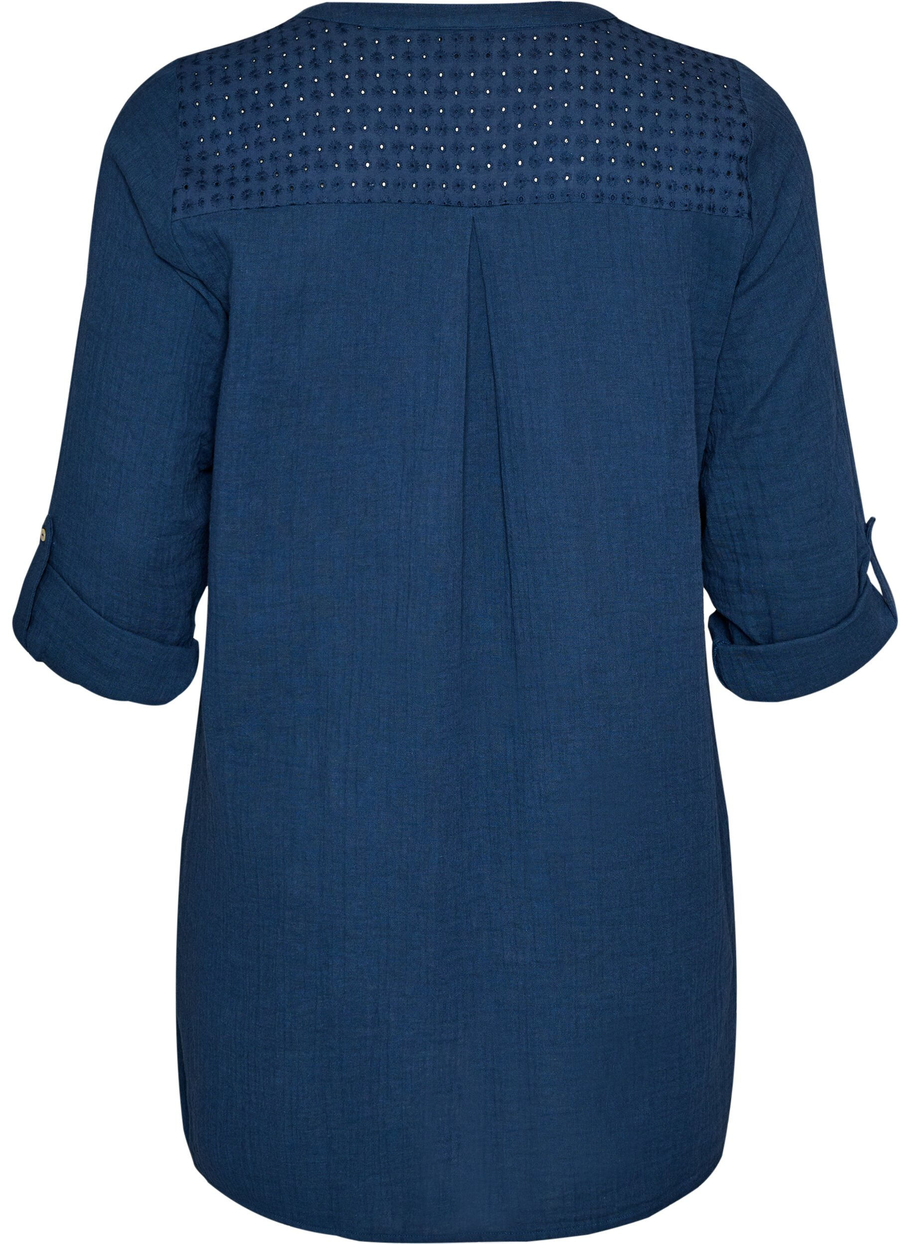 ZizziTunika aus Baumwollmusselin mit Broderie Anglaise, Blau, Packshot image number 1