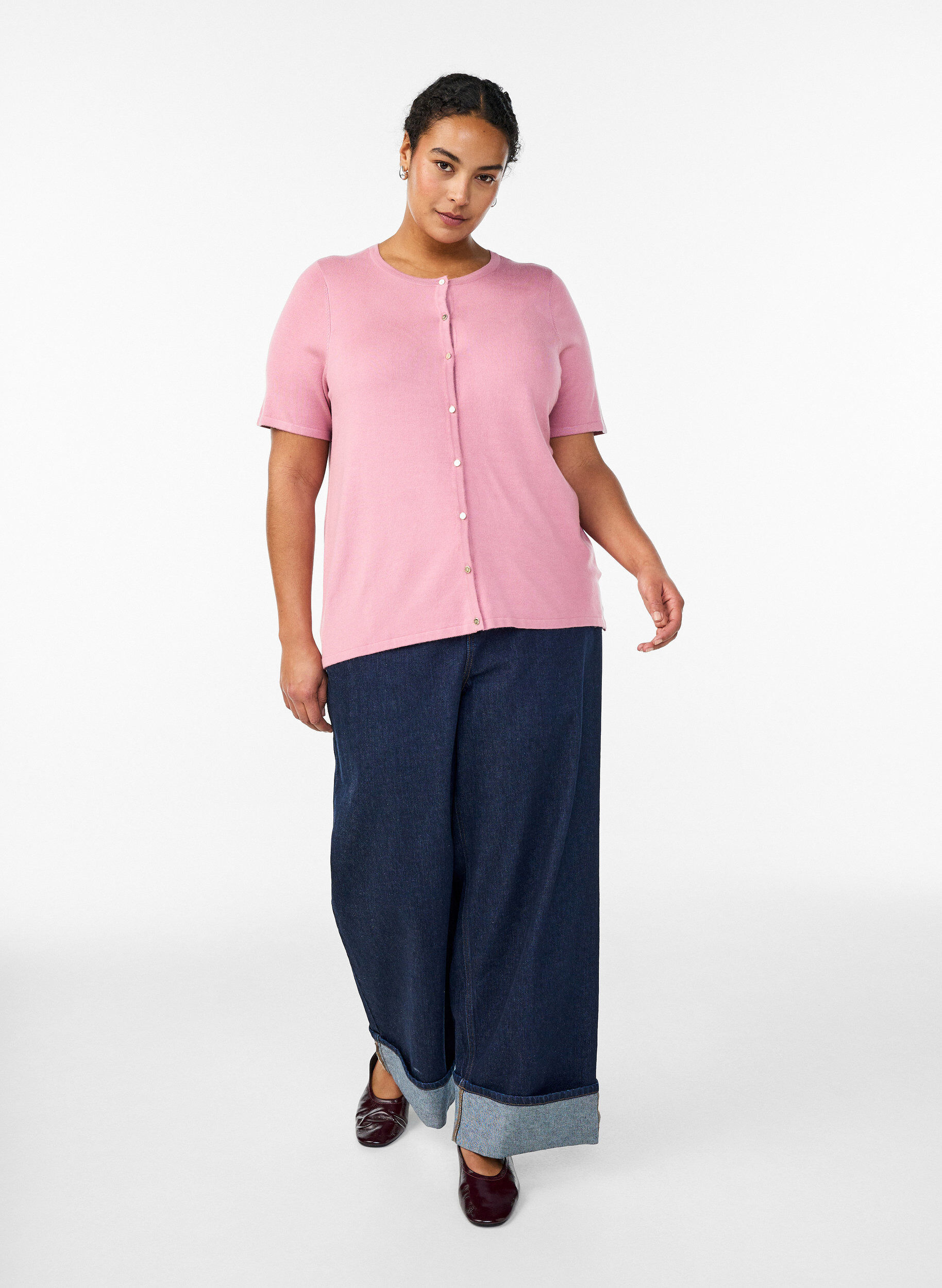 ZizziKurz&auml;rmelige Strickjacke aus Viskose, Rot, Model image number 1