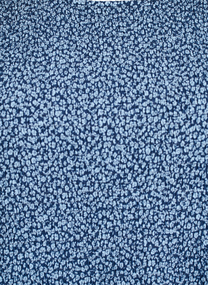 Bluse mit gesmoktem Oberteil und gebl&uuml;mtem Print, Blau, Packshot image number 2