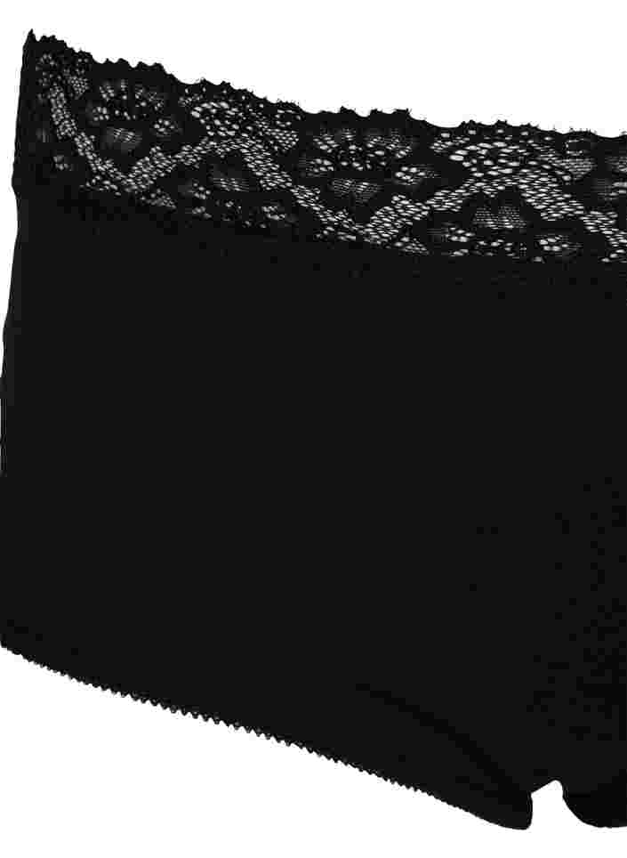 2er-Pack Baumwollslips mit Spitze, Black, Packshot image number 2
