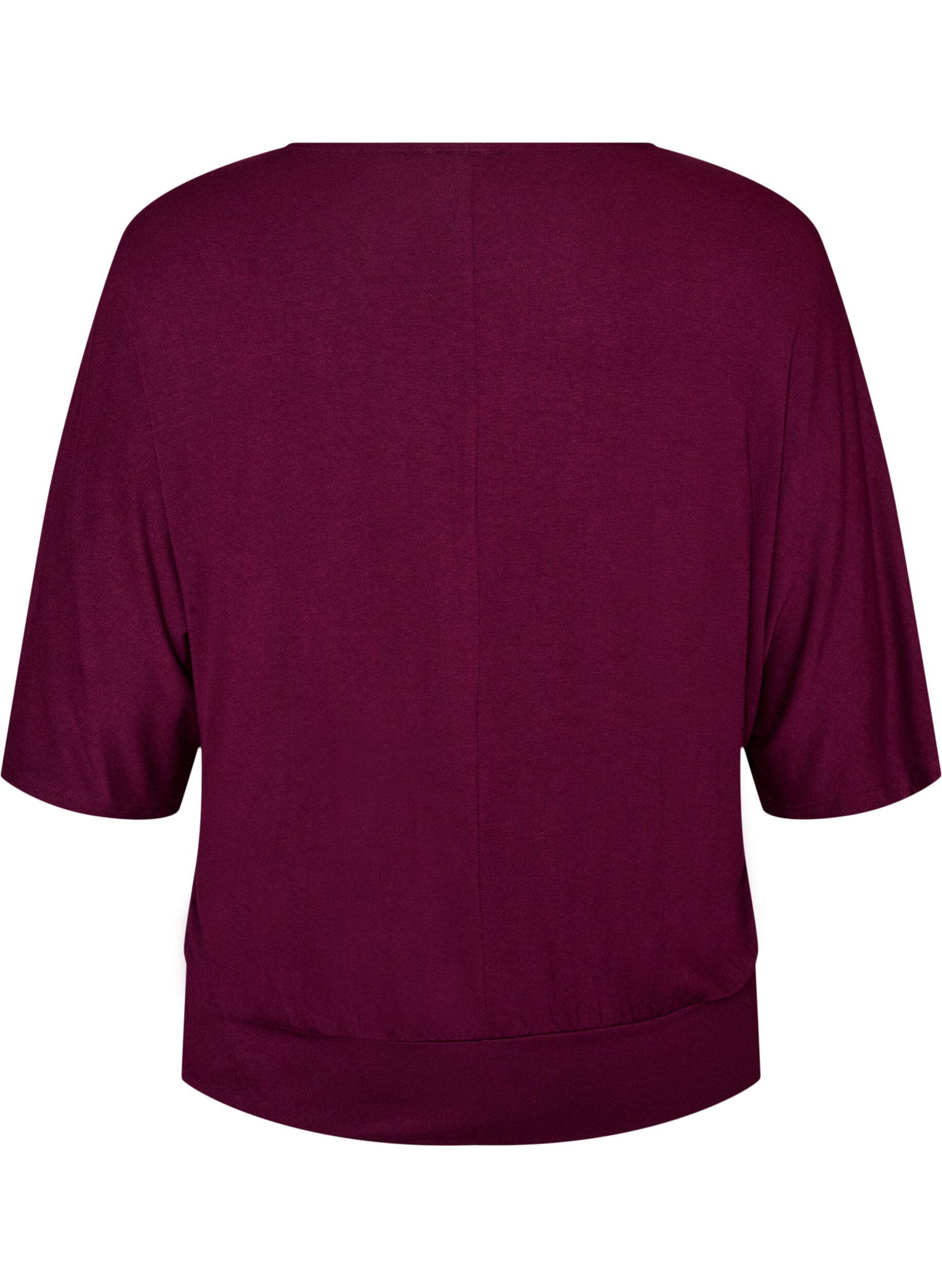 ZizziBluse aus Jersey mit ellbogenlangen Ballon&auml;rmeln, Lila, Packshot image number 1