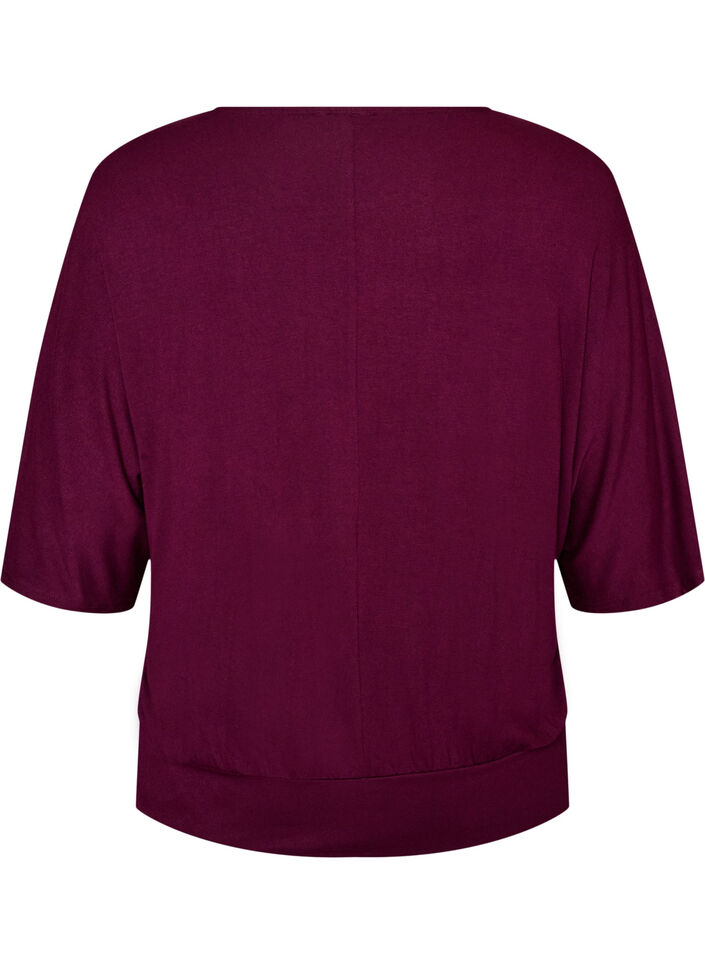Bluse aus Jersey mit ellbogenlangen Ballon&auml;rmeln, Lila, Packshot image number 1