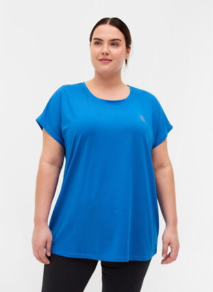 Einfarbiges Trainings-T-Shirt, Daphne Blue, Model image number 0