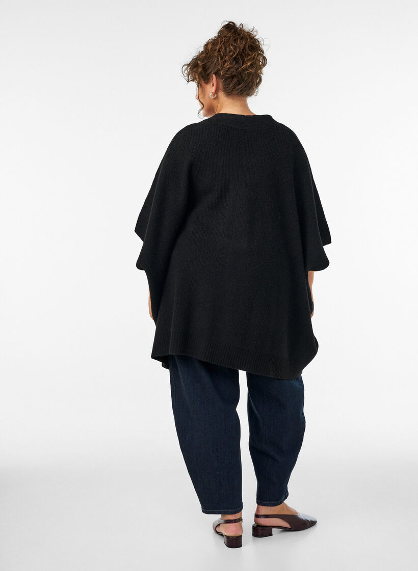 Strickjacke mit offener Front und weiten &Auml;rmeln, Schwarz, Model image number 2