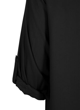Hemdblusenkleid aus Viskose mit Kapuze und 3/4-Ärmeln, Black, Packshot image number 3