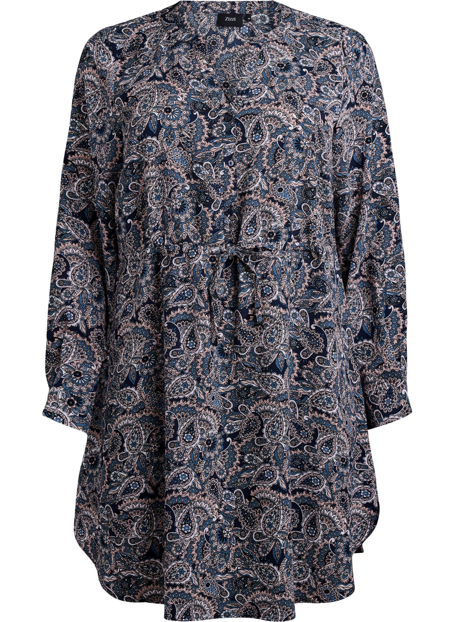 ZizziKnielanges Kleid mit Bindeg&uuml;rtel, Beige, Packshot image number 0