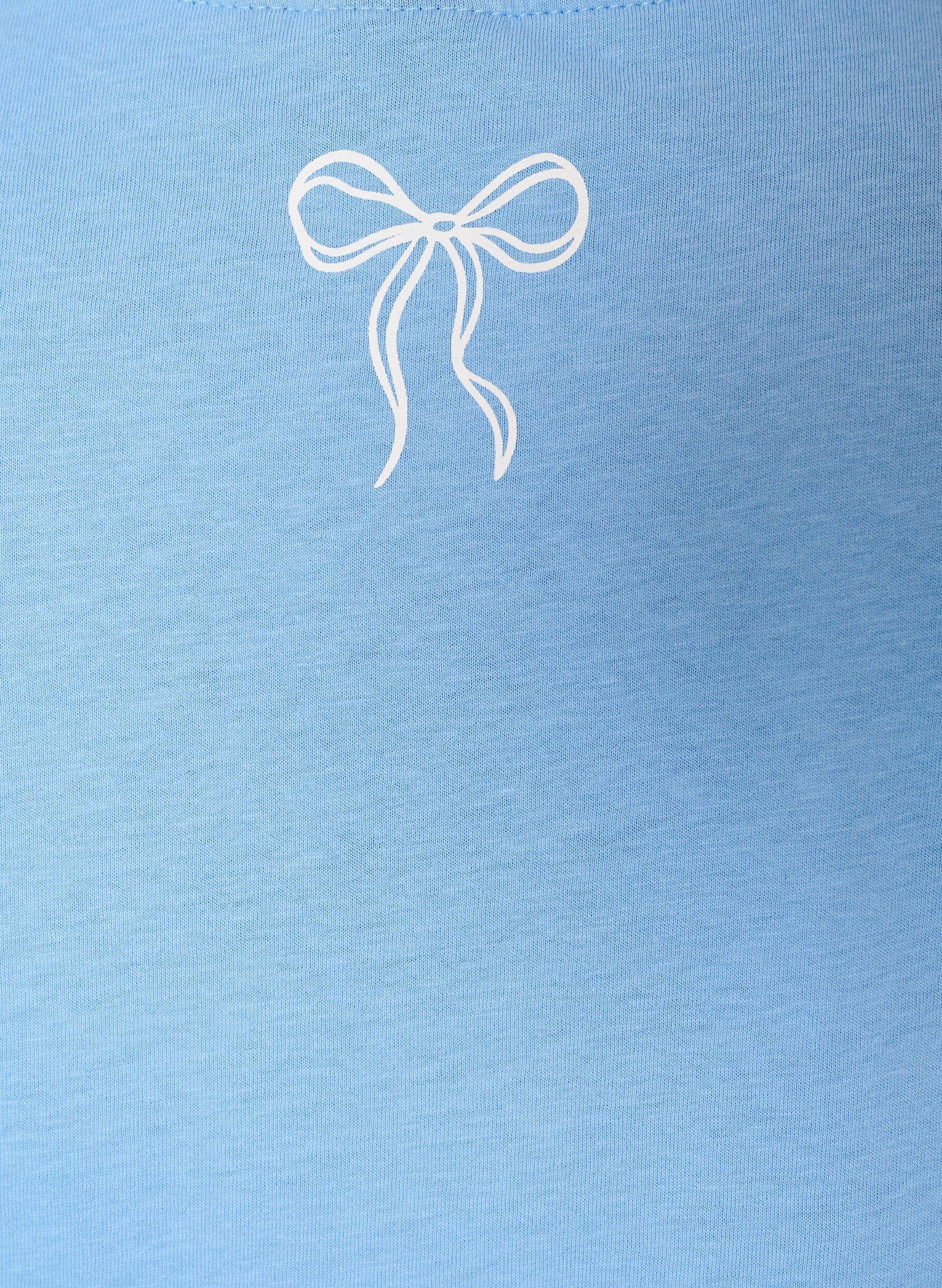 ZizziT-Shirt aus Baumwolle mit V-Ausschnitt und Frontprint, Blau, Packshot image number 3