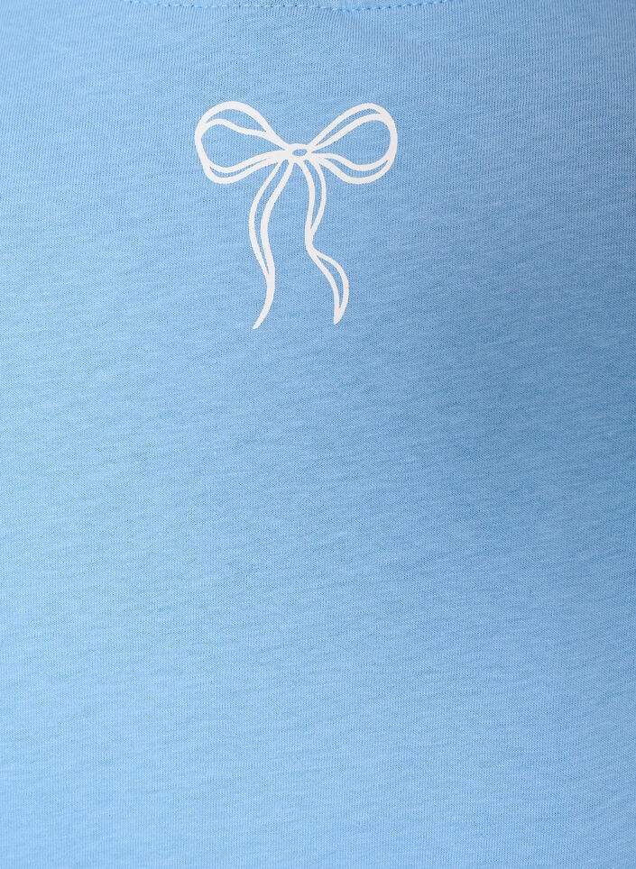 T-Shirt aus Baumwolle mit V-Ausschnitt und Frontprint, Blau, Packshot image number 3