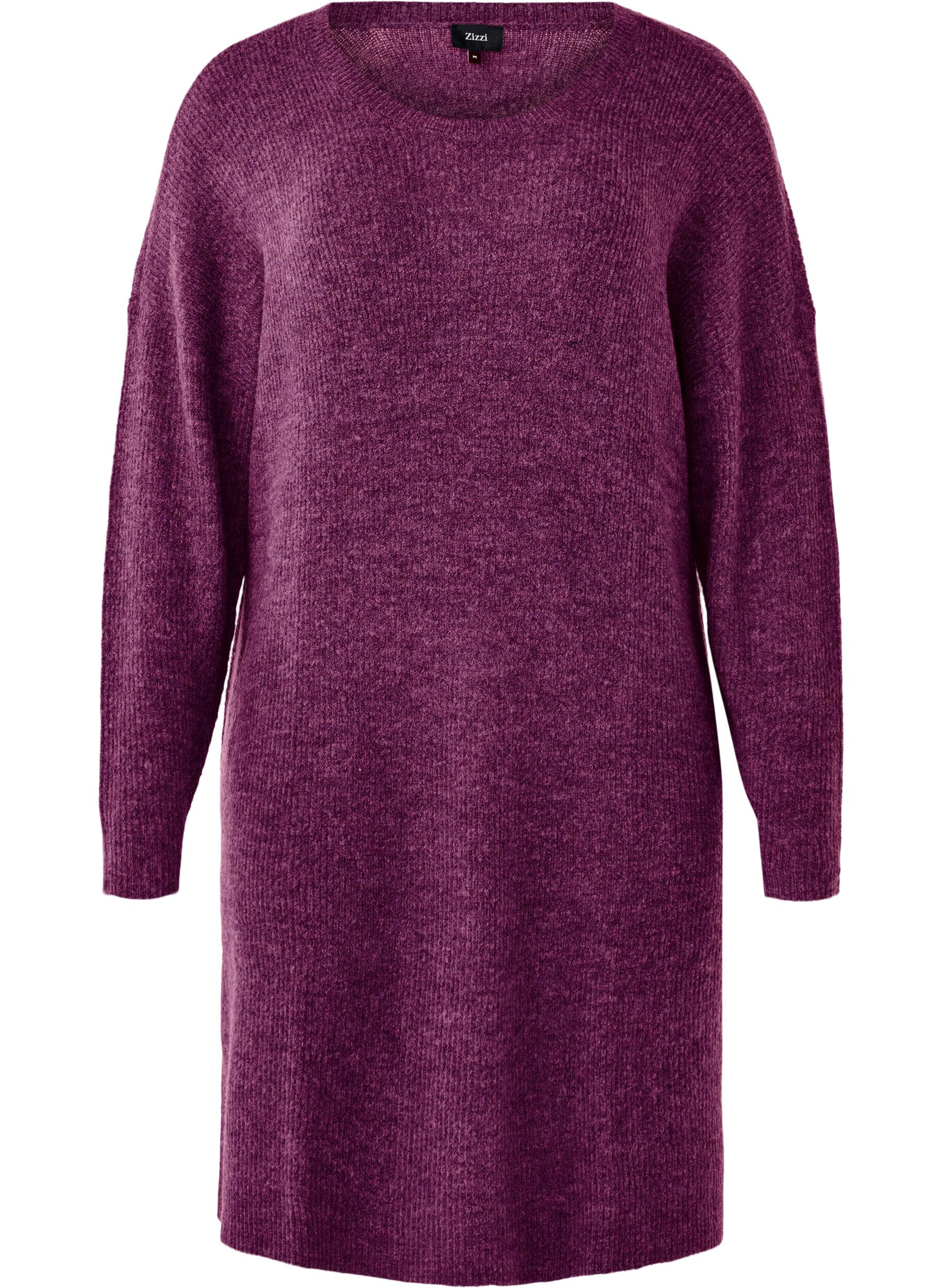 ZizziLang&auml;rmeliges Kleid aus Rippstrick, Potent Purple Mel., Packshot image number 0