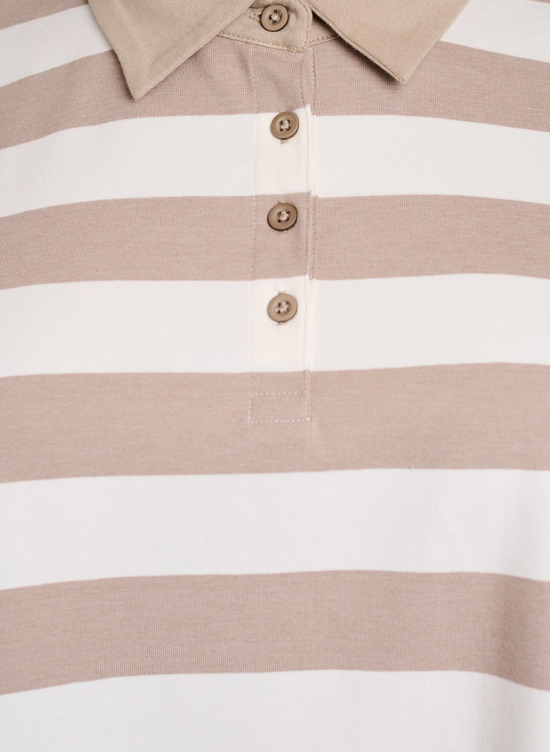 ZizziLangarm-Poloshirt mit Streifen, Beige, Packshot image number 2