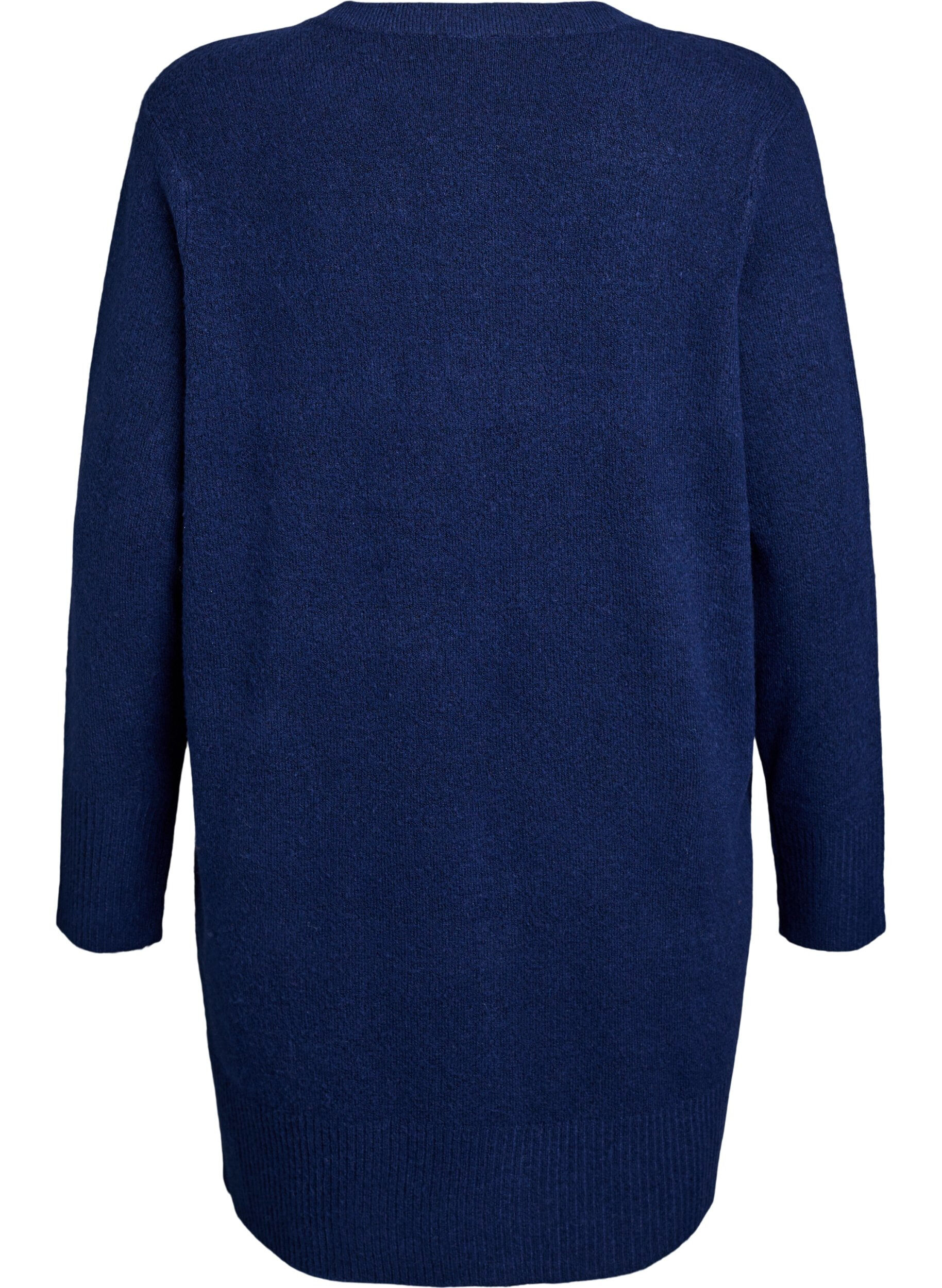 ZizziStrickjacke mit Rippenstrick und Taschen, Blau, Packshot image number 1