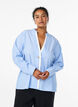 Gestreifte Bluse mit dekorativem Verschluss, Blau, Model image number 0
