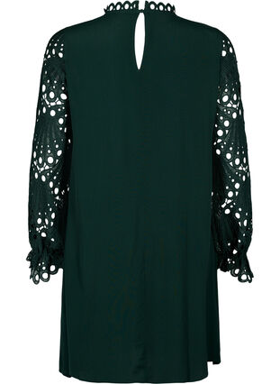 Kleid aus Viskose mit crochet Ärmeln, Scarab, Packshot image number 1