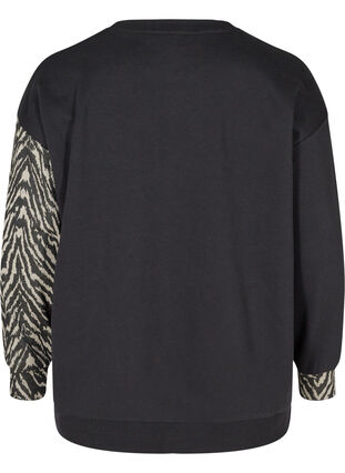 Sweatshirt mit langen Ärmeln in Zebraprint, Black Grey Zebra, Packshot image number 1