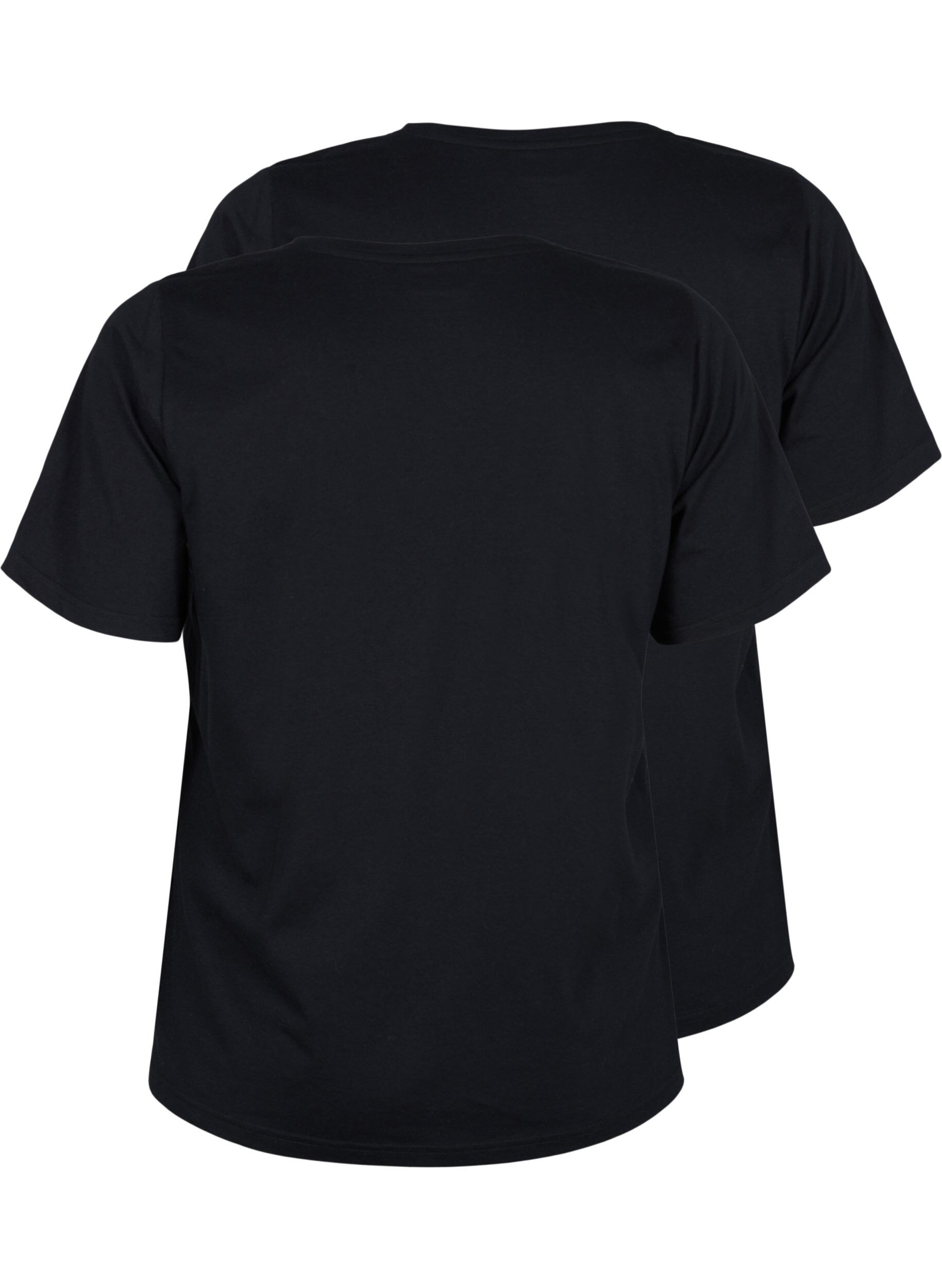 ZizziFLASH - 2er-Pack T-Shirts mit V-Ausschnitt, Black/Black, Packshot image number 1