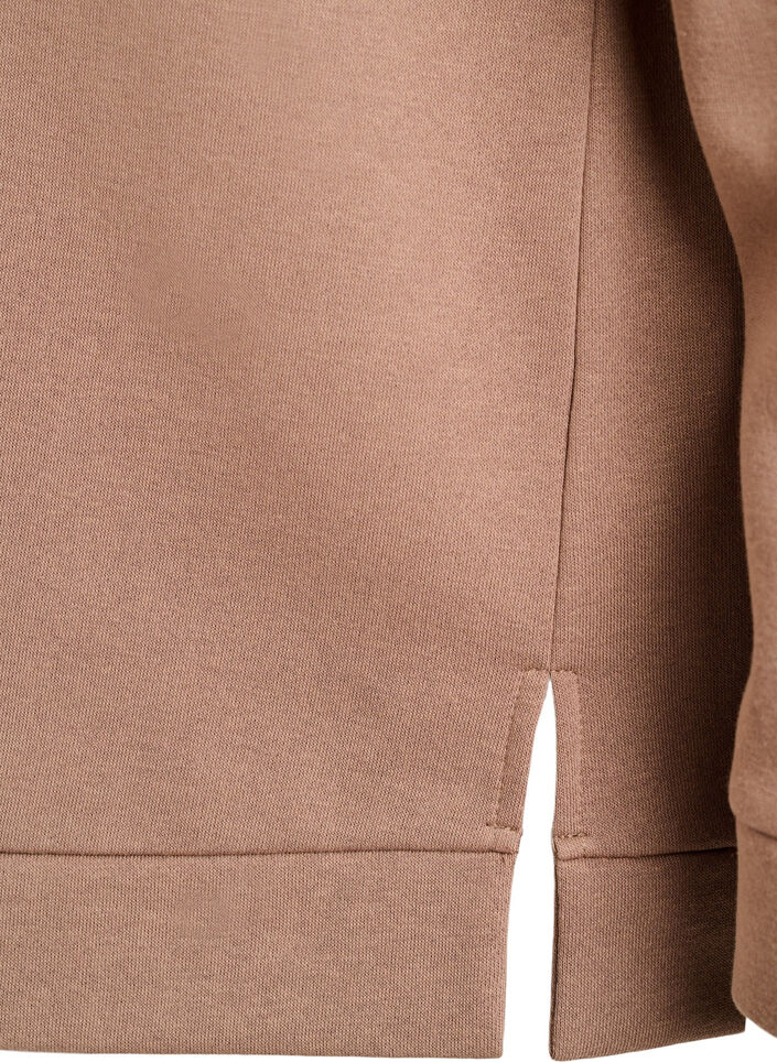 Sweatshirt mit hohem Kragen und Reißverschluss, Braun, Packshot image number 3