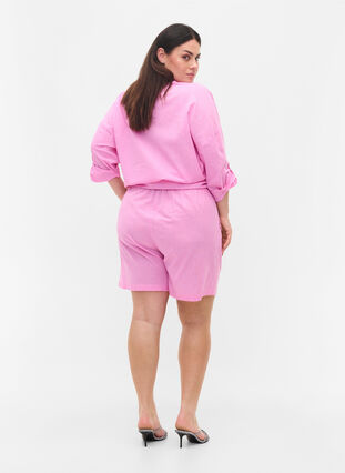 Lockere Shorts aus einer Baumwollmischung mit Leinen, Begonia Pink, Model image number 0