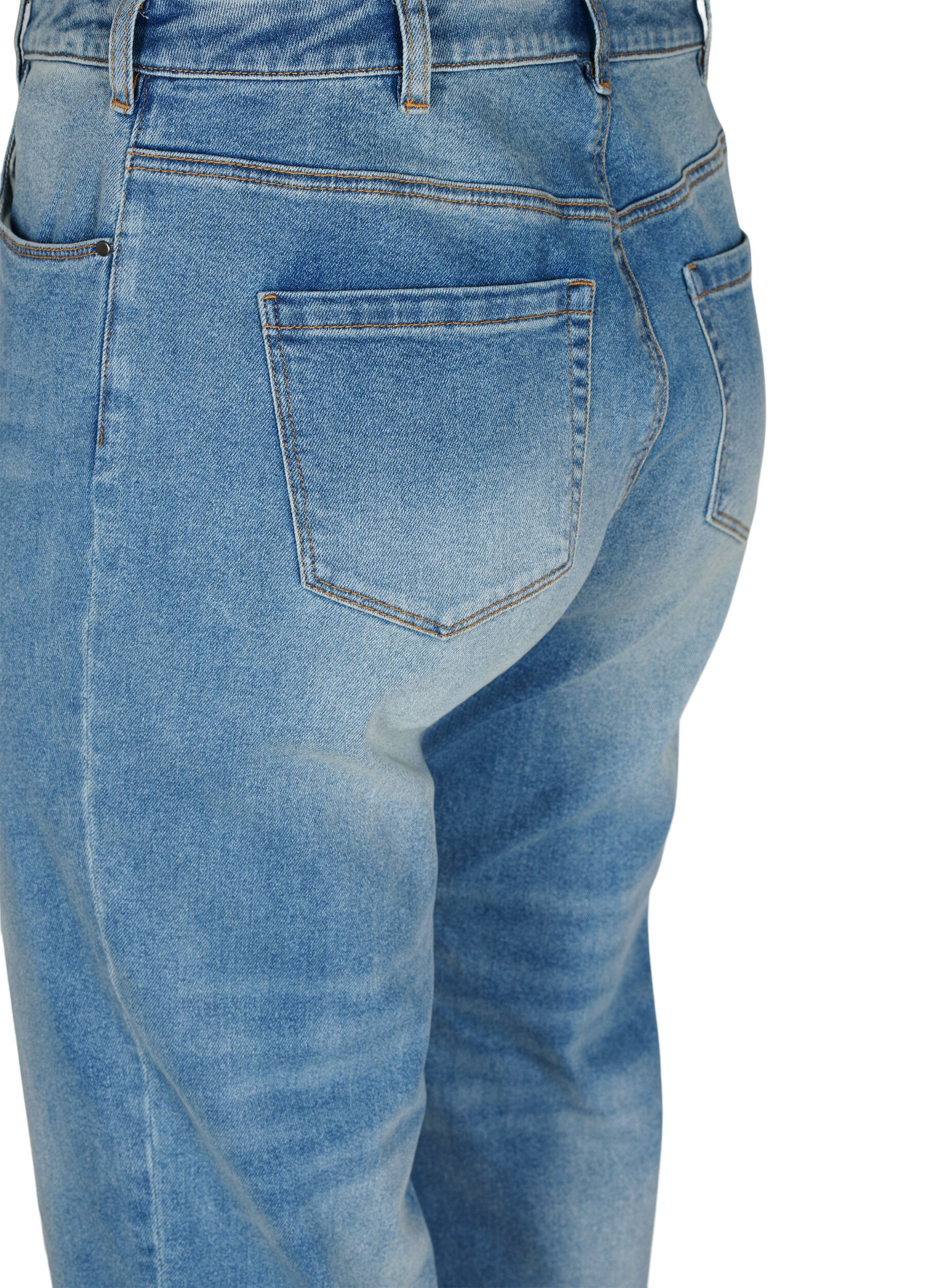 Zizzi7/8-Jeans mit Fransensaum und hoher Taille, Blau, Packshot image number 3