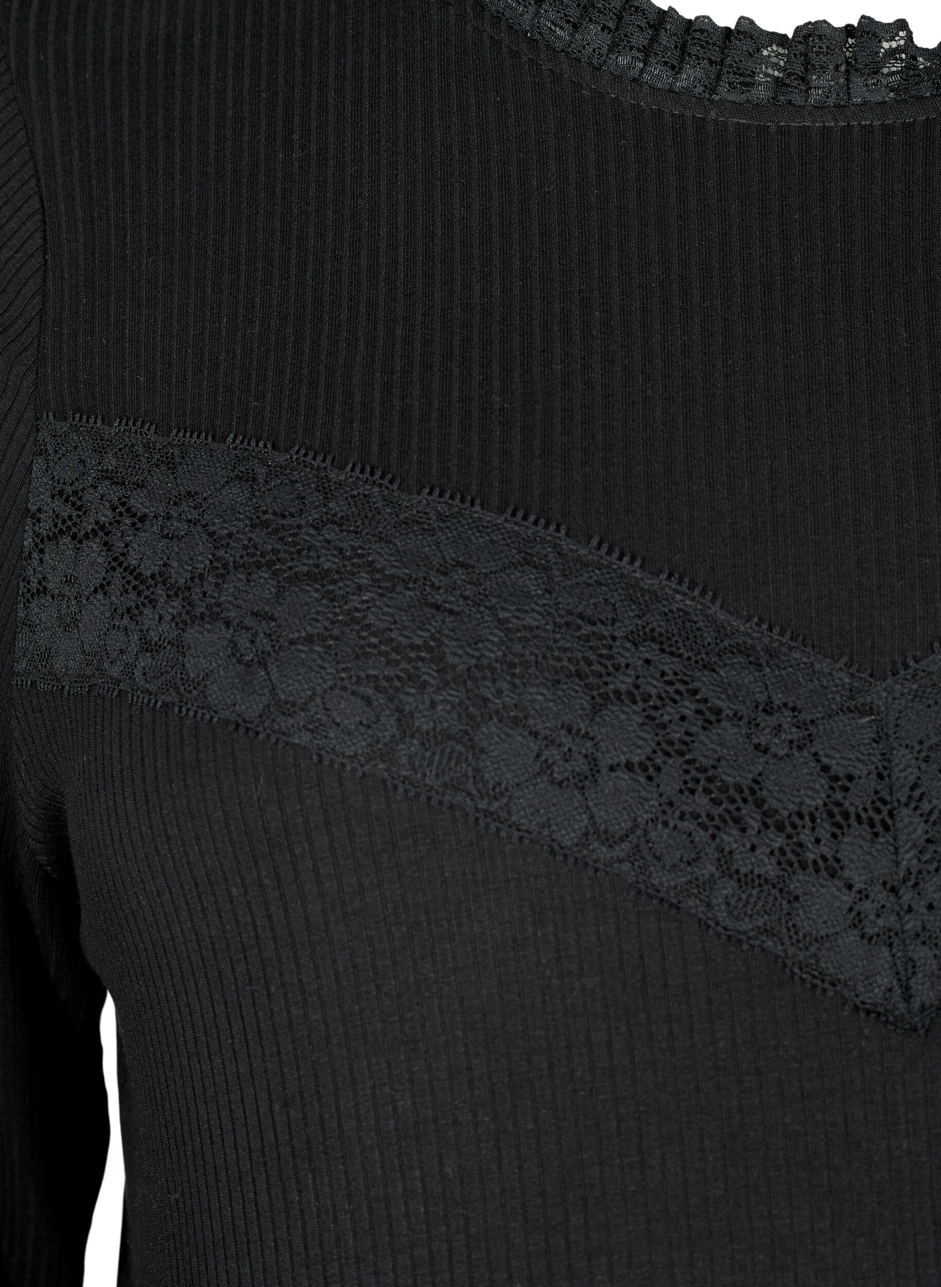 ZizziSchwangerschaft Bluse mit Spitze und langen &Auml;rmeln, Schwarz, Packshot image number 2