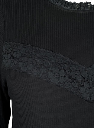 Schwangerschaft Bluse mit Spitze und langen Ärmeln, Black, Packshot image number 2