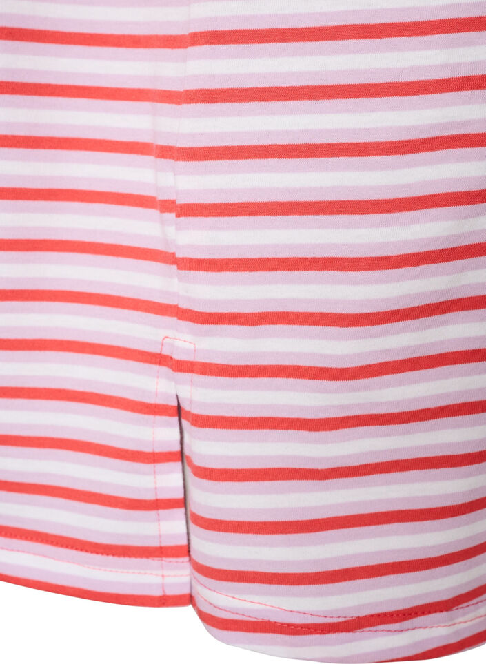 Langes oversized T-Shirt aus Bio-Baumwolle mit Streifen, Lila, Packshot image number 3