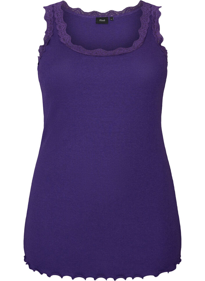 Top mit Spitzensaum, Lila, Packshot image number 0