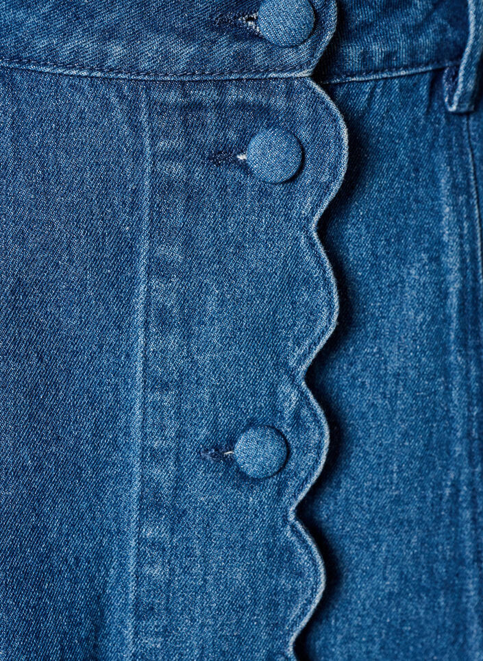 A-Linien-Jeansrock mit gewellter Knopfleiste, Blau, Packshot image number 2