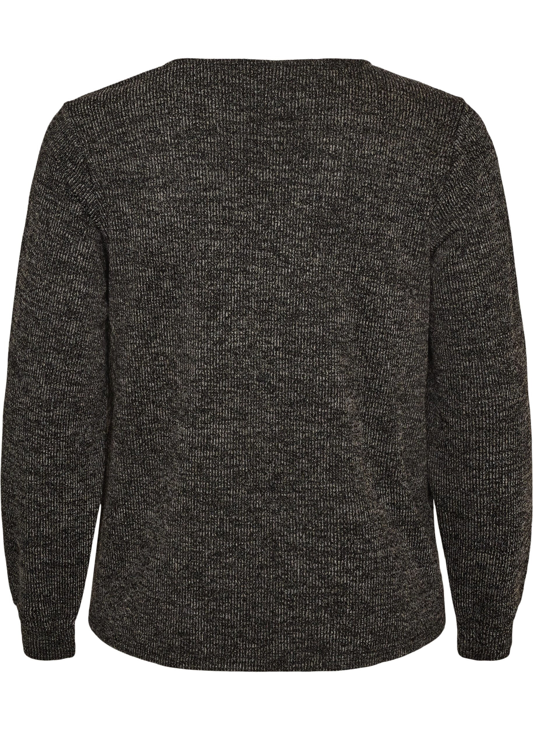 ZizziBluse aus Jersey mit V-Ausschnitt und langen &Auml;rmeln, Schwarz, Packshot image number 1