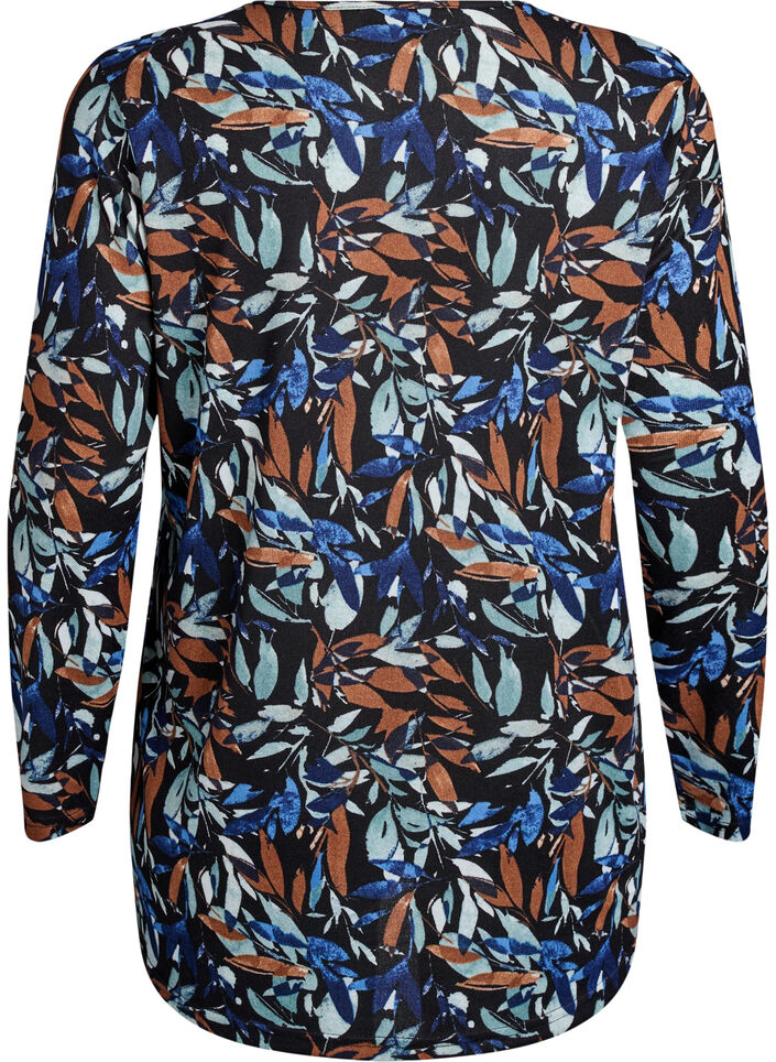 Gemusterte Bluse mit langen &Auml;rmeln, Blau, Packshot image number 1