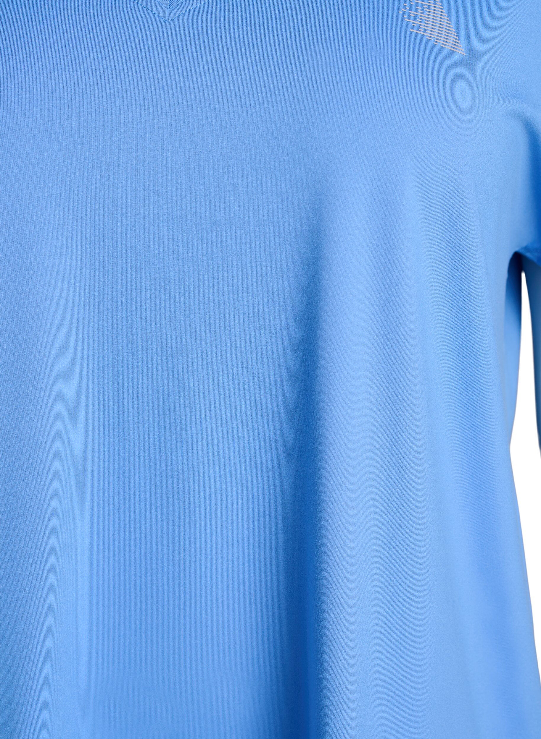 ZizziLockeres Trainings-T-Shirt mit V-Ausschnitt, Blau, Packshot image number 2