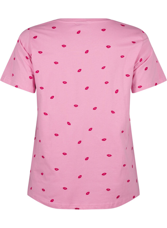 T-Shirt aus Bio-Baumwolle mit gestickten Lippen, Rose Bl. Lips Emb. , Packshot image number 1