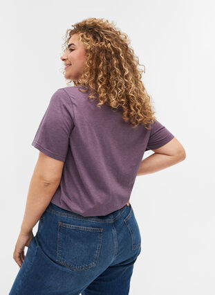 Meliertes T-Shirt mit Print und kurzen Ärmeln, Vintage Violet Mel., Model image number 1