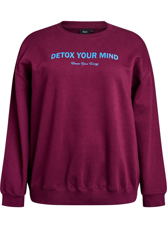 Sweatshirt mit Textaufdruck, Dunkles Bordeaux, Packshot image number 0
