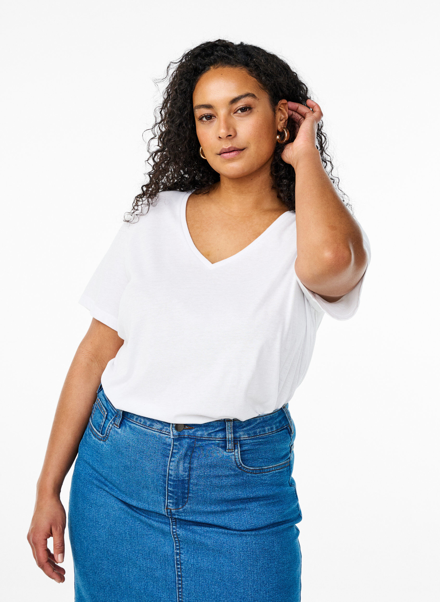 Zizzi2er-Pack T-Shirts mit V-Ausschnitt, Schwarz, Model image number 0