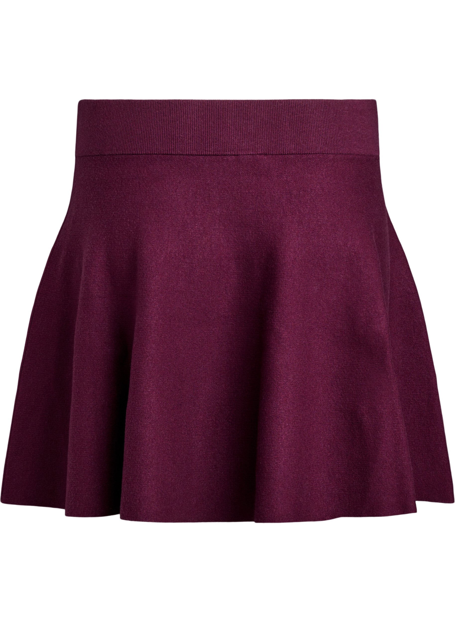 ZizziKurzer Strickrock in A-Linie, Dunkles Bordeaux, Packshot image number 1
