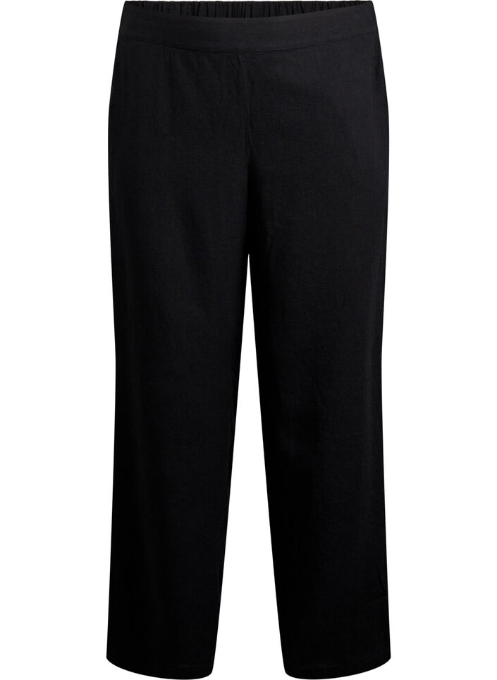 Lockere Hose aus Leinen und Viskose, Schwarz, Packshot image number 0
