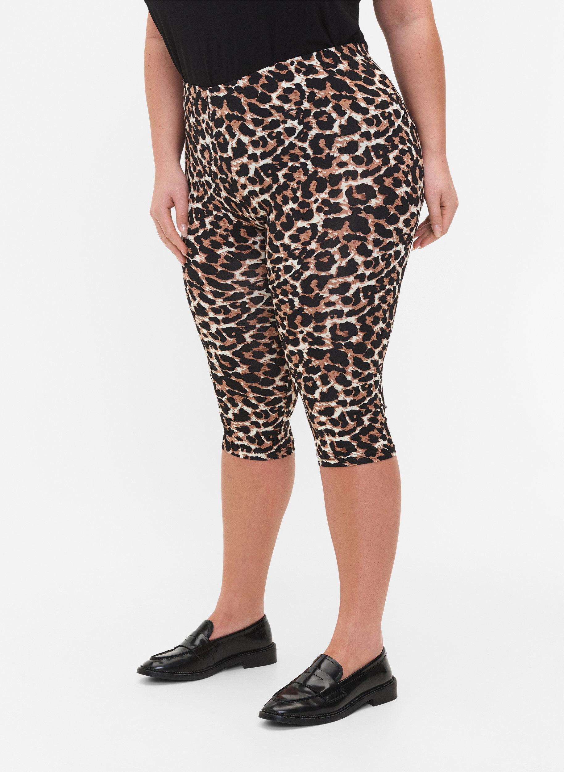 Zizzi2er-Pack 3/4 Leggings, Black / LEO AOP, Model image number 2