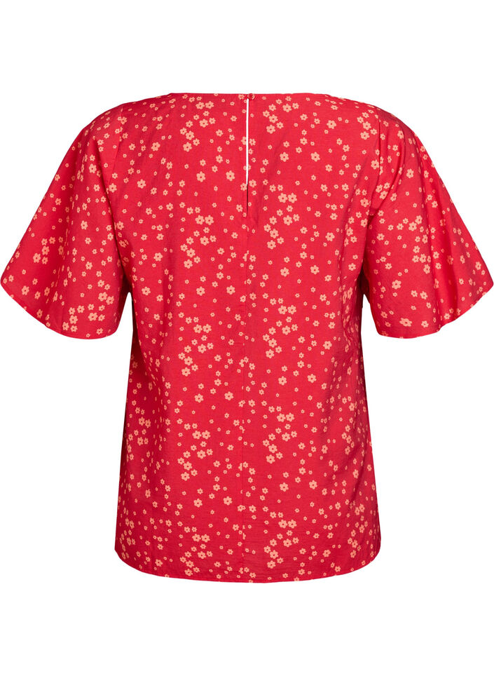 Bluse mit Blumenmuster und Fledermausärmeln, Rot, Packshot image number 1