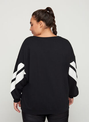 Sweatshirt mit Printdetails an den Ärmeln, Black, Model image number 1