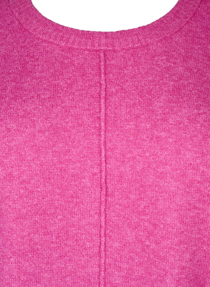 Strickbluse mit Rundhalsausschnitt und Mittelnaht, Fuchsia Red Mel., Packshot image number 2