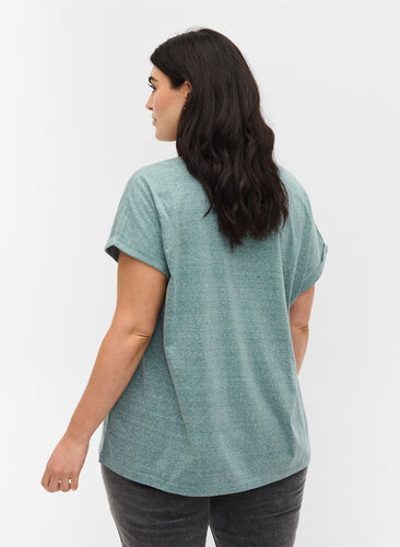 Meliertes T-Shirt aus Baumwolle, Sea Pine mel, Model image number 1