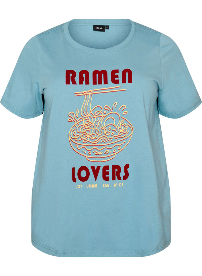 T-Shirt aus Baumwolle mit Print, Blau, Packshot image number 0
